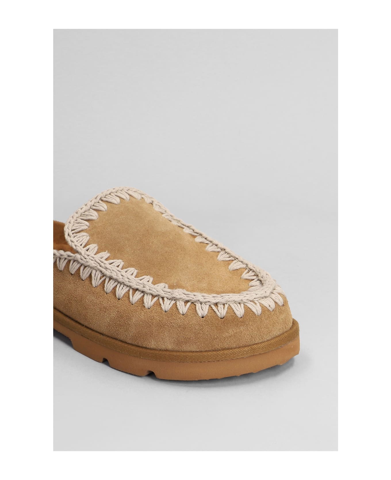 Mou Low Bio Sabot Slipper-mule In Leather Color Suede - leather color