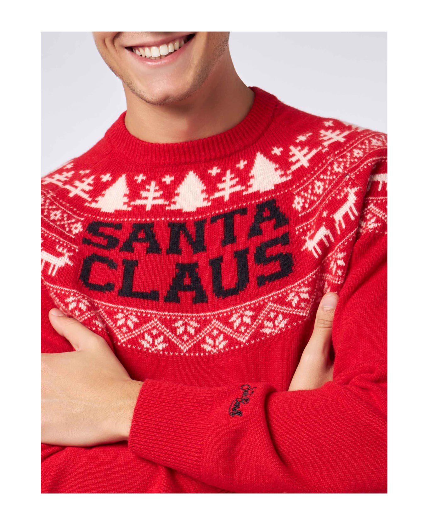 MC2 Saint Barth Crewneck Sweater Heron With Fair-isle Jacquard - RED