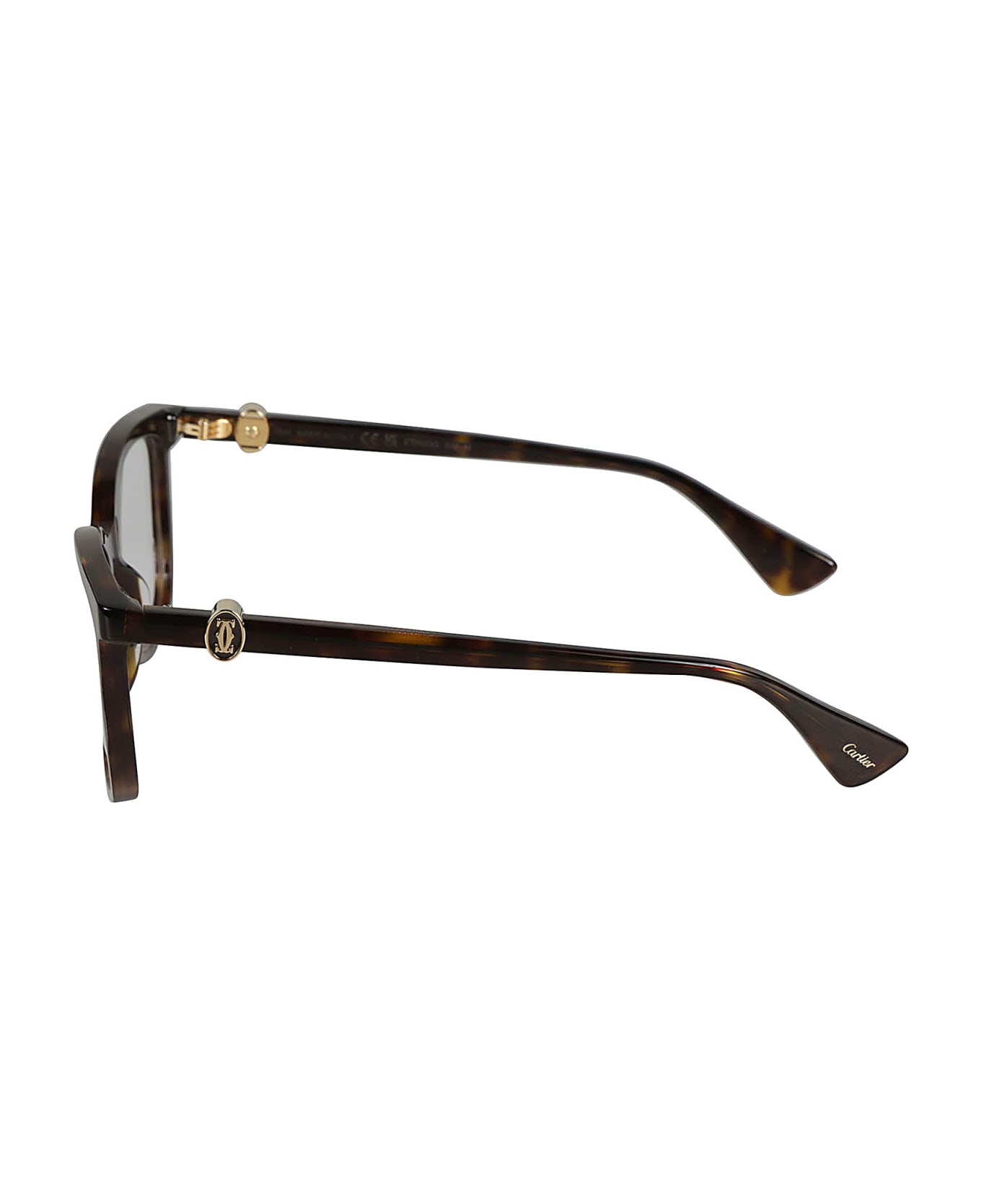 Cartier Eyewear Flame Effect Clear Lens Glasses - Havana/Transparent