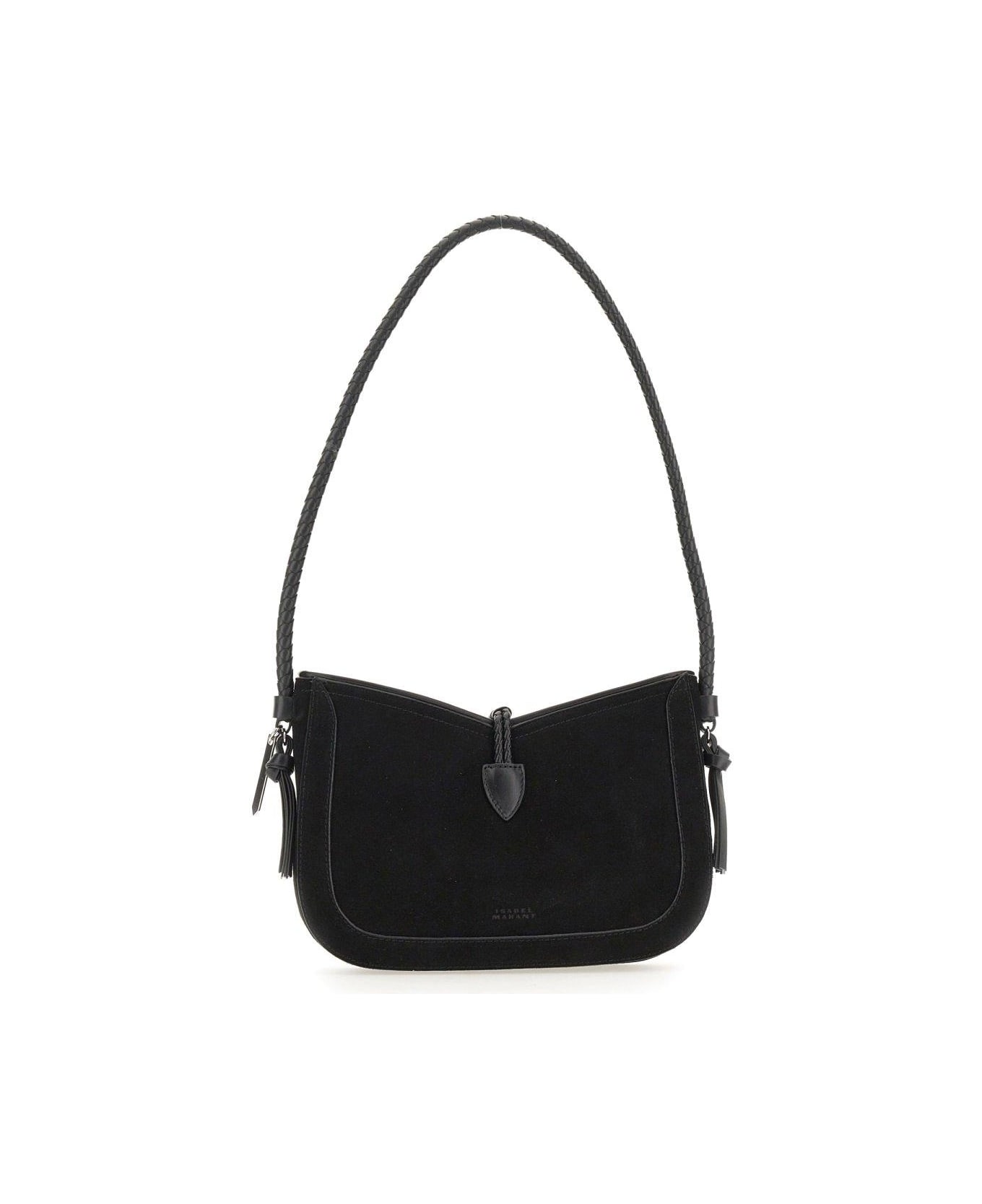 Isabel Marant Logo Embossed Embellished Shoulder Bag - BLACK