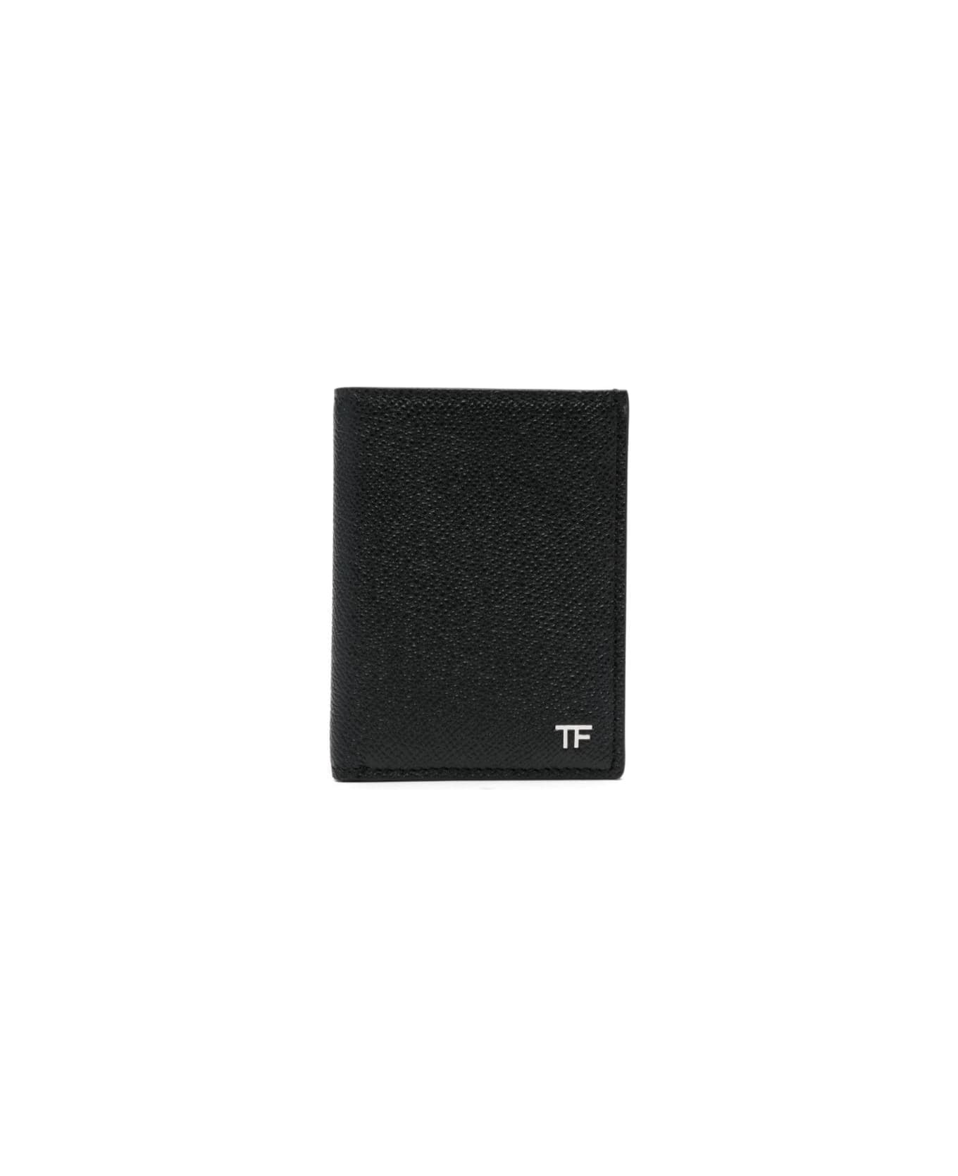 Tom Ford Flap Card Case Ft Silver - Black