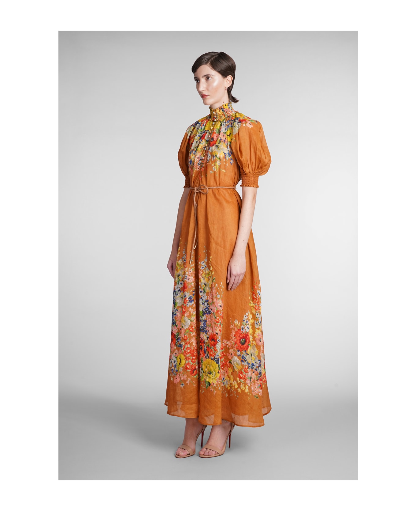 Zimmermann Alight Swing Long Dress - Tan Floral