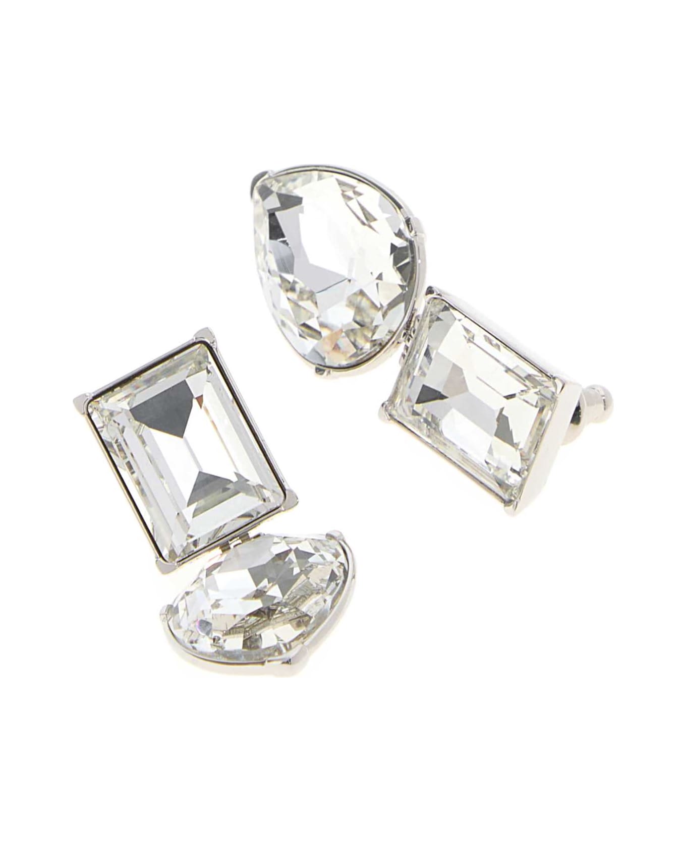 Alexander McQueen Silver Metal Cocktail Earrings - 0926+CRYSTALSTRASS