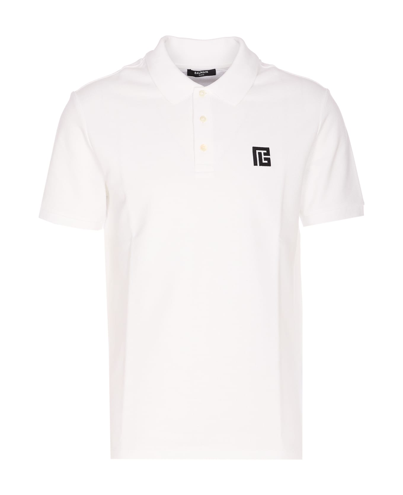 Balmain Embroidered Pb Logo Polo - White