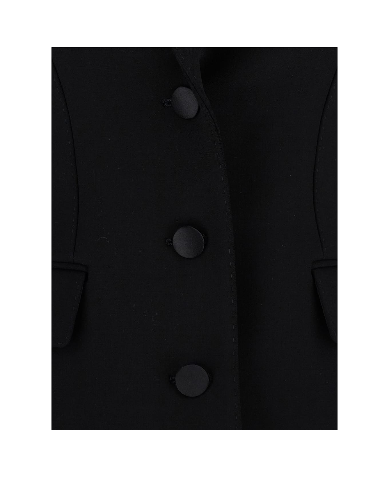 Dolce & Gabbana Black Single-breasted Jacket With Buttons Fastening In Wool Stretch Woman - Black