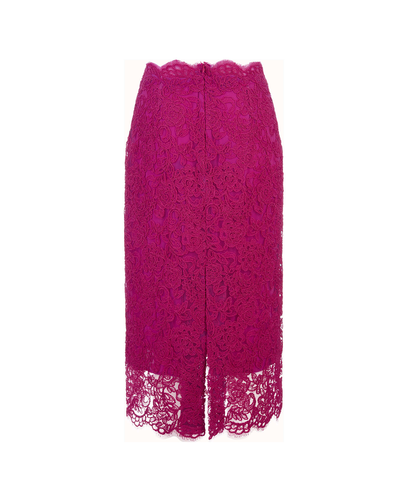 Ermanno Scervino Fuchsia Lace Longuette Skirt - Pink