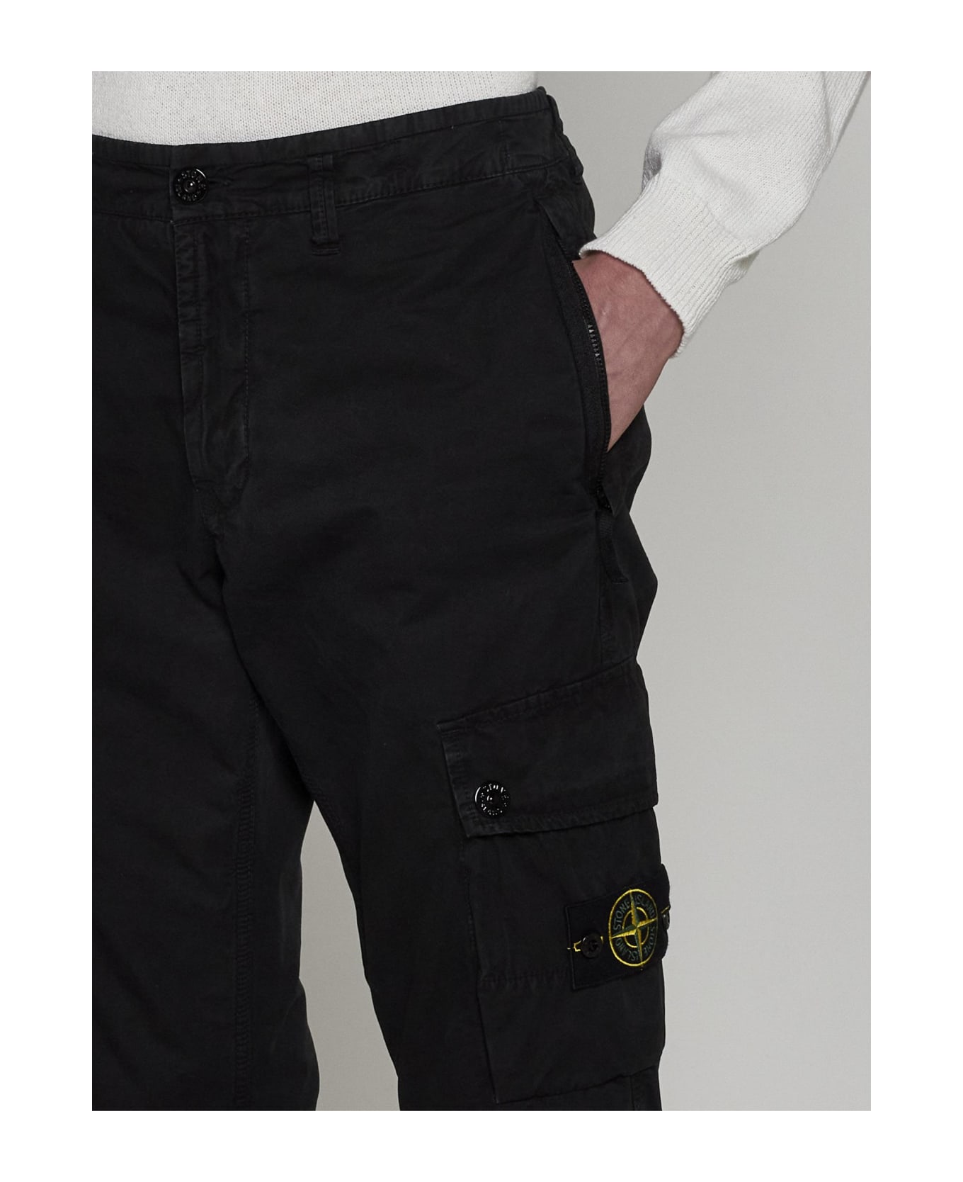 Stone Island Slim-fit Cotton Cargo Trousers - Black