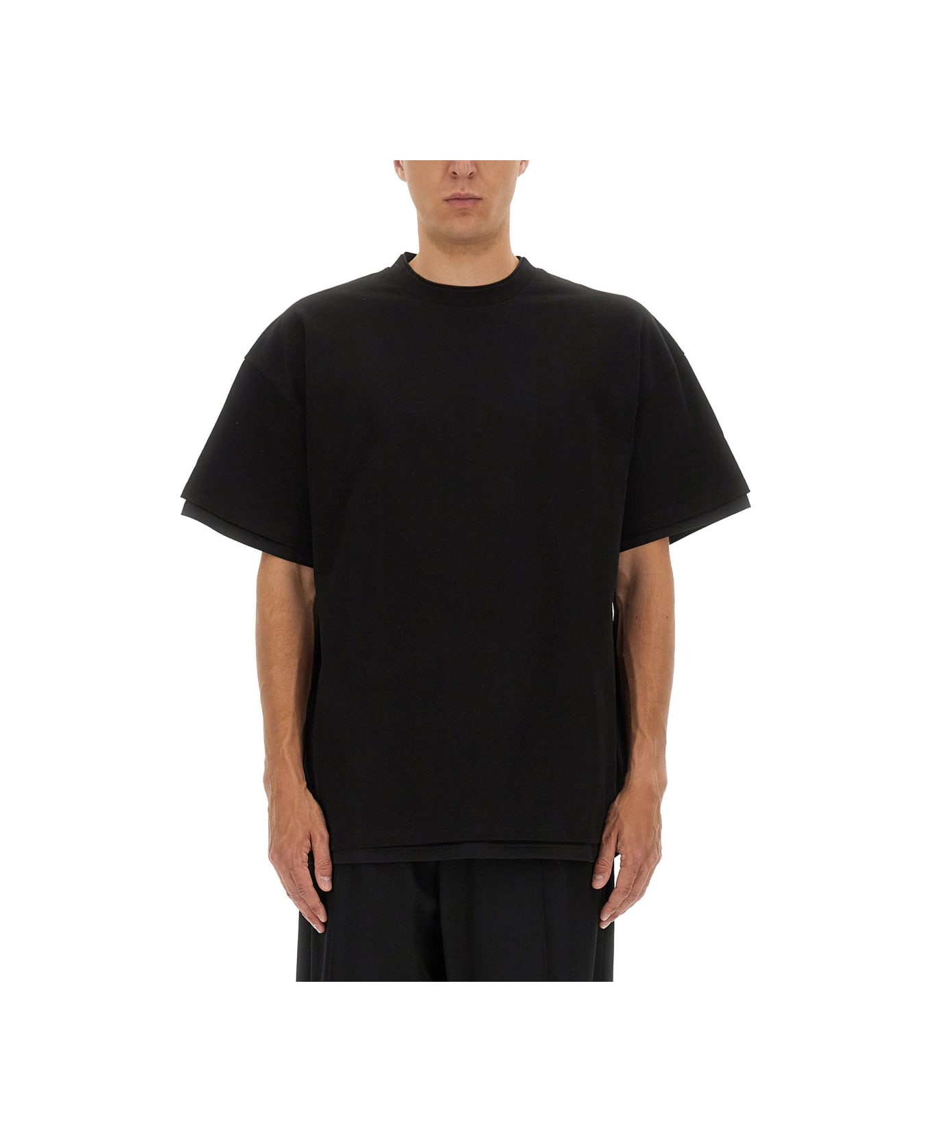 Jil Sander Double Layer Cotton T-shirt - BLACK