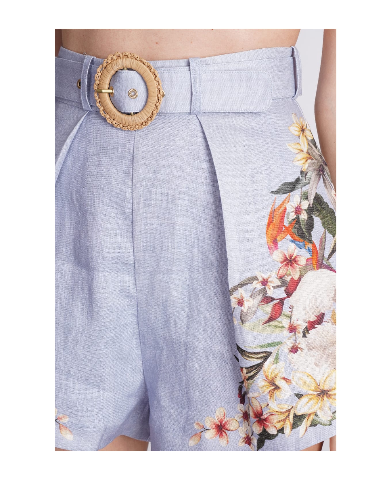 Zimmermann Belted Shorts - Blplm Blue Palm ショートパンツ