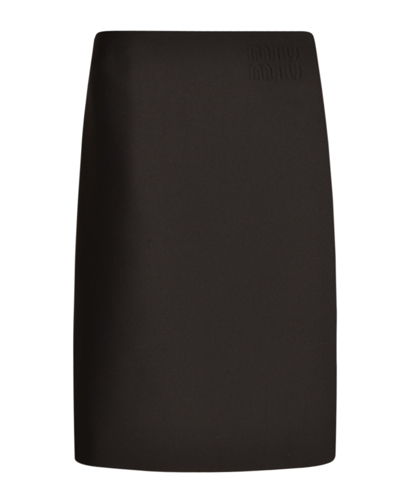 Miu Miu Logo Embroidered Plain Skirt - Black スカート