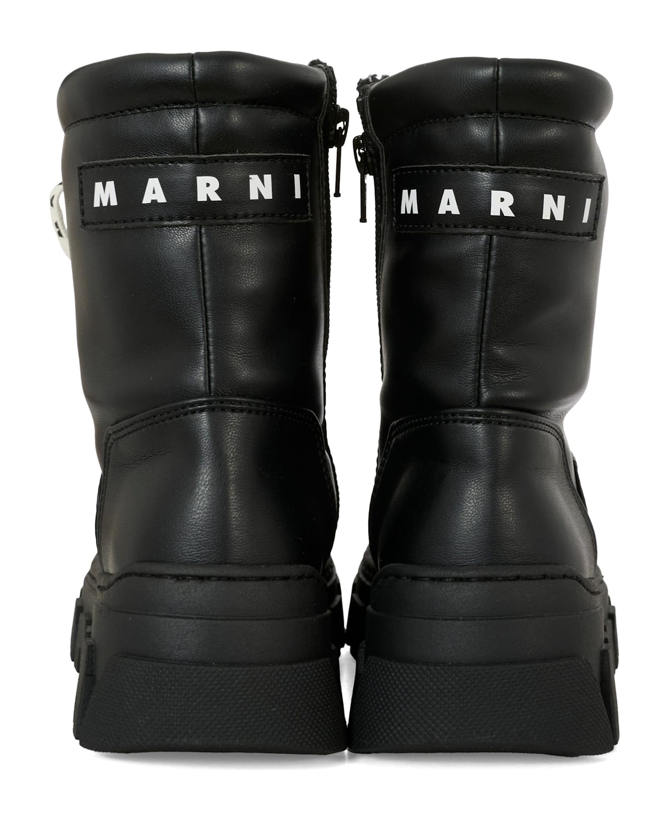 Marni Brown Ankle Boots For Girl With Logo - Black
