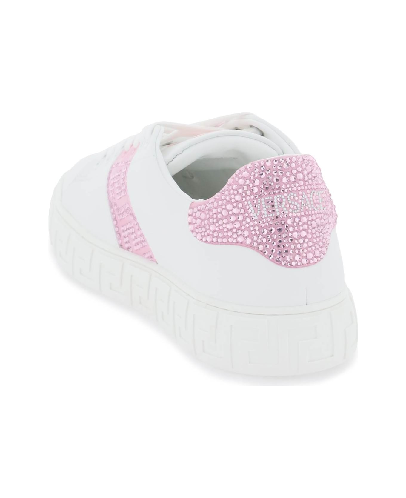 Versace Crystal Greca Sneakers - WHITE PALE PINK (White)