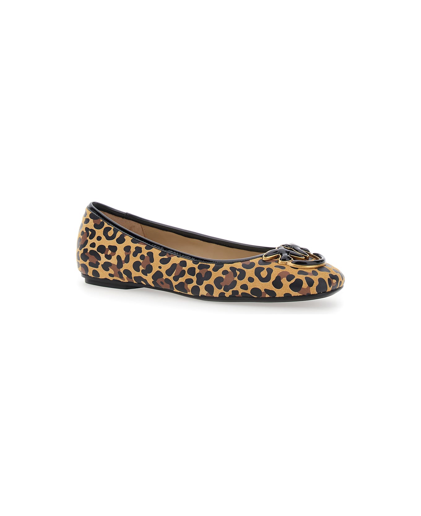 Pinko 'max' Multicolor Ballet Shoes With Logo Love Birds Diamond Cut On The Front And Leopard Motif In Suede Woman - Multicolor