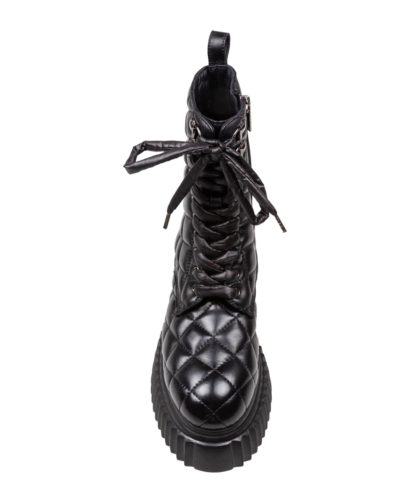 AGL Quilted Leather Softy Lowboot Ankle Boot In Black Color - Black