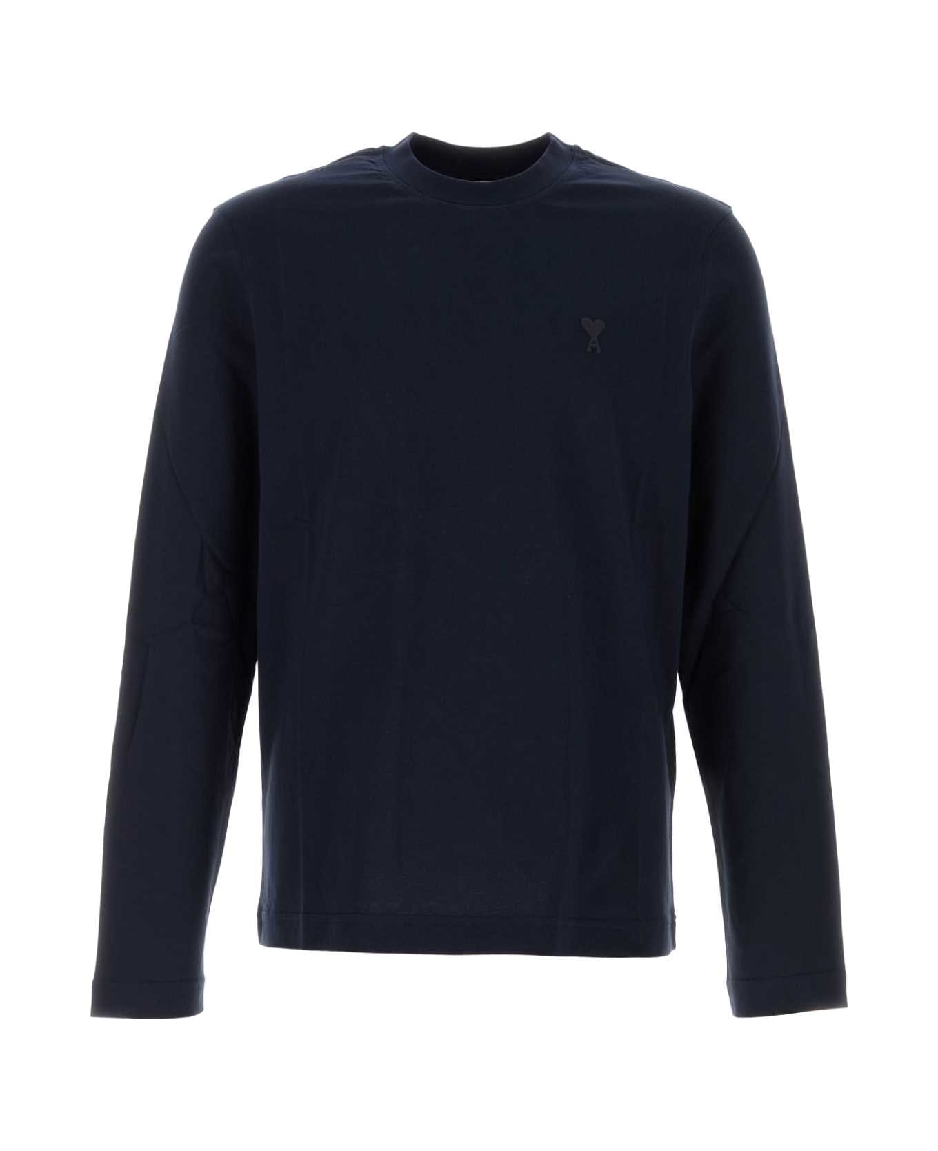 Ami Alexandre Mattiussi Navy Blue Cotton T-shirt - NIGHTBLUE