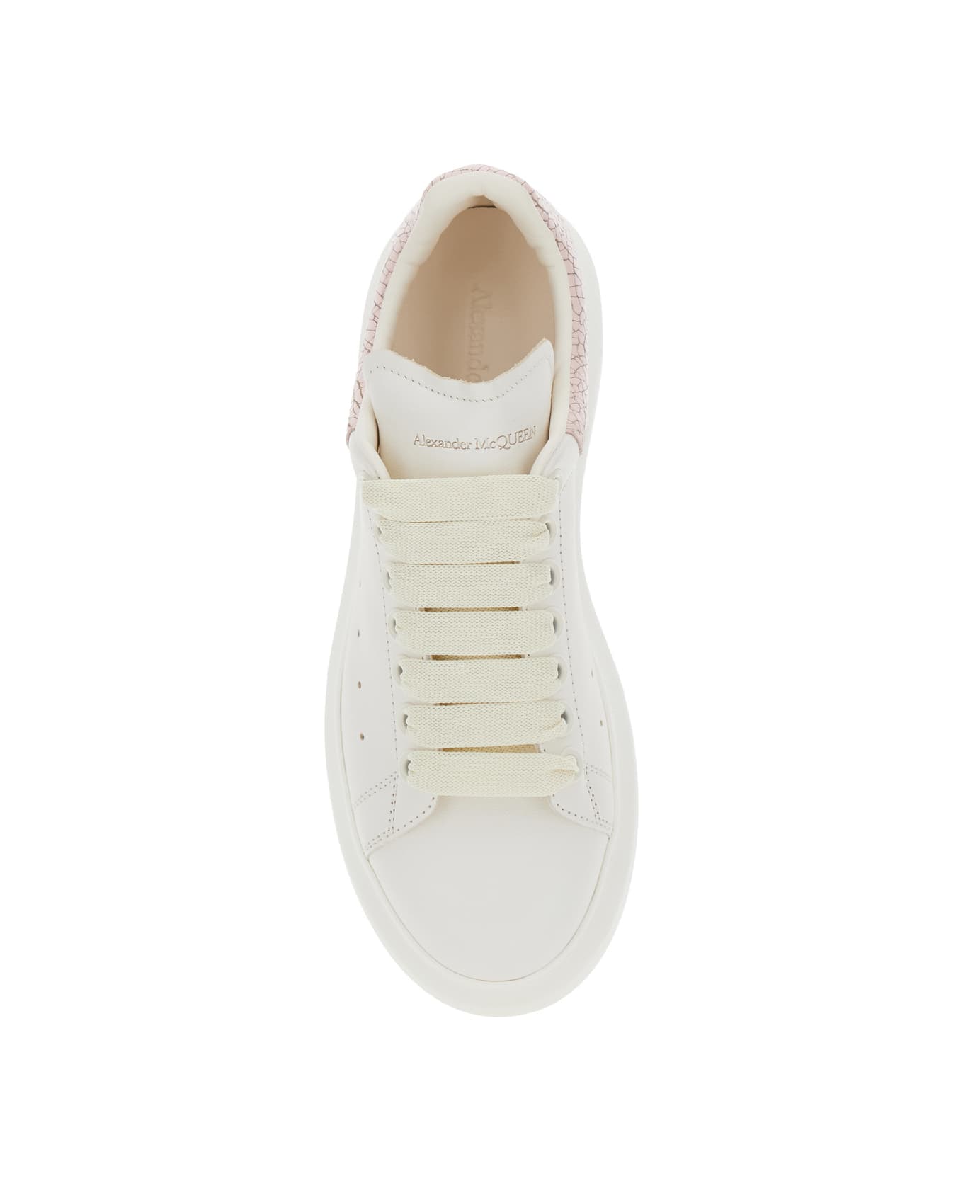 Alexander McQueen White Low Top Sneakers With Logo Patch On The Tongue And Contrasting Heel Detail In Leather Woman - White