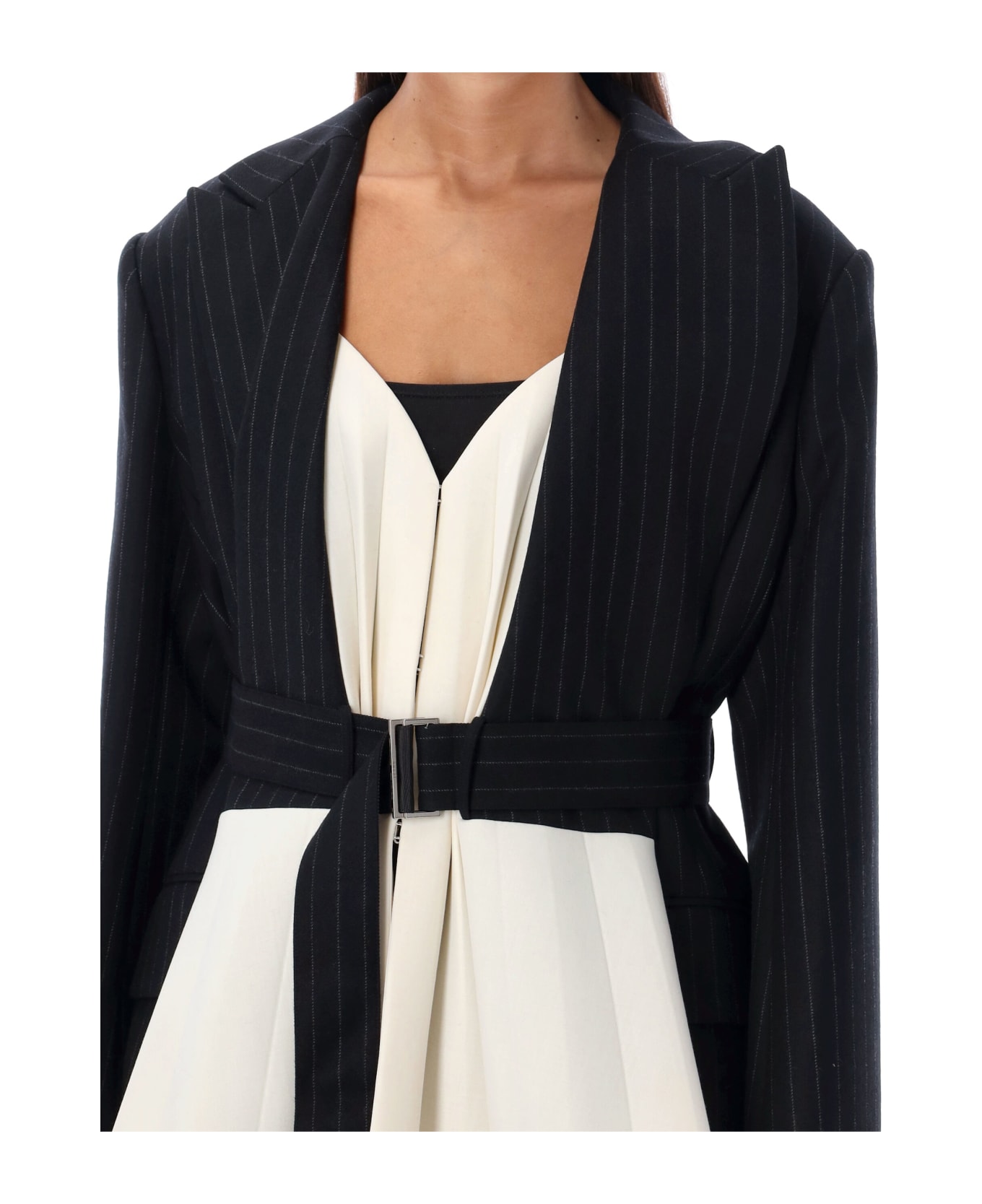 Sacai Chalk Stripe X Suiting Bonding Jacket - BLACK/WHITE