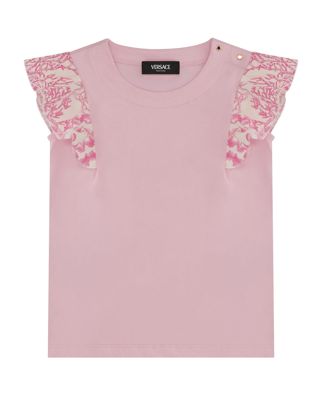 Young Versace Cotton Crew-neck T-shirt - Pink