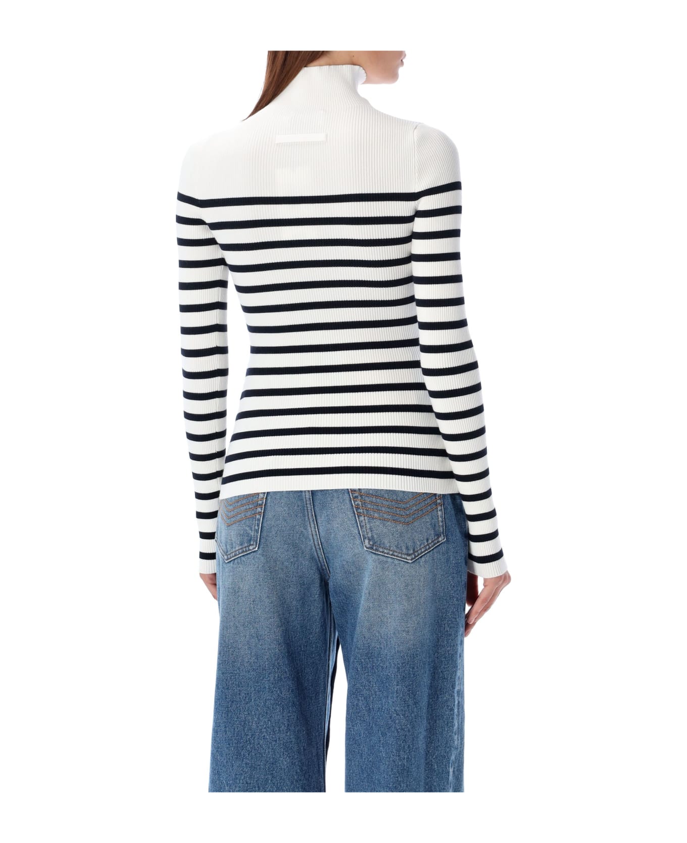 Jean Paul Gaultier Ribbed Marinier Sweater - WHITE NAVY