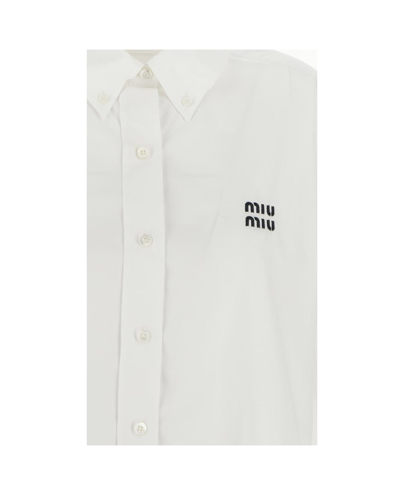 Miu Miu Cropped Shirt - Bianco