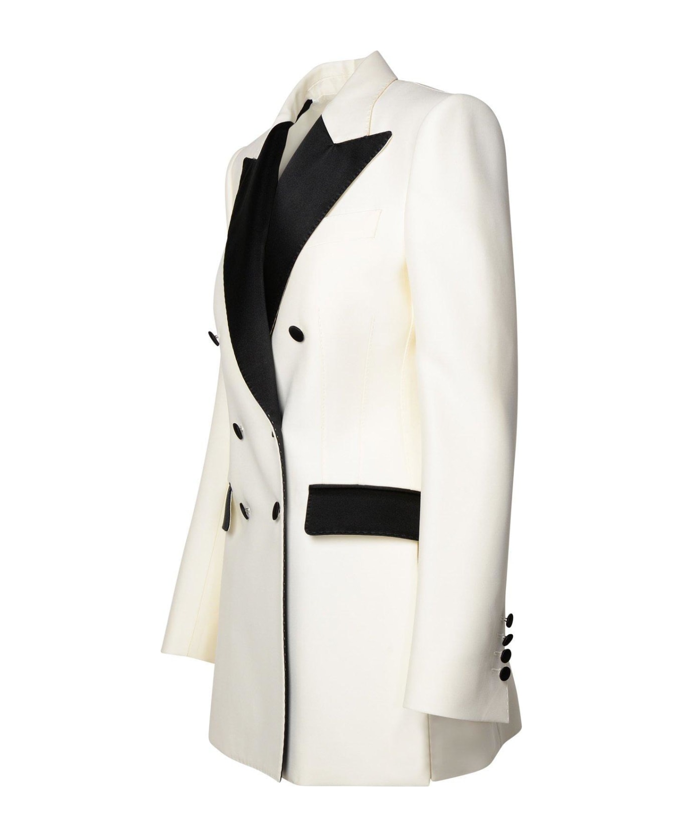 Dolce & Gabbana Double-breasted Faille Turlington Tuxedo Blazer - WHITE