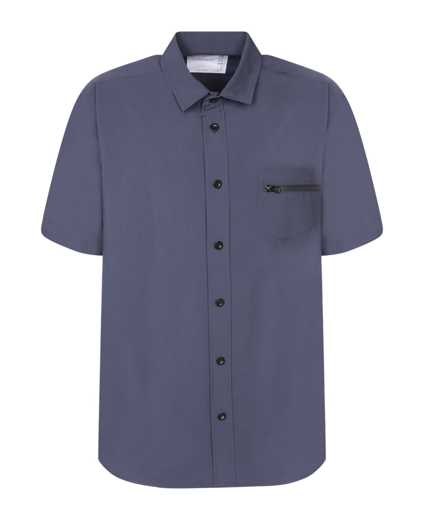 Sacai Zip-pocket Detailed Short Sleeved Buttoned Shirt - NAVY