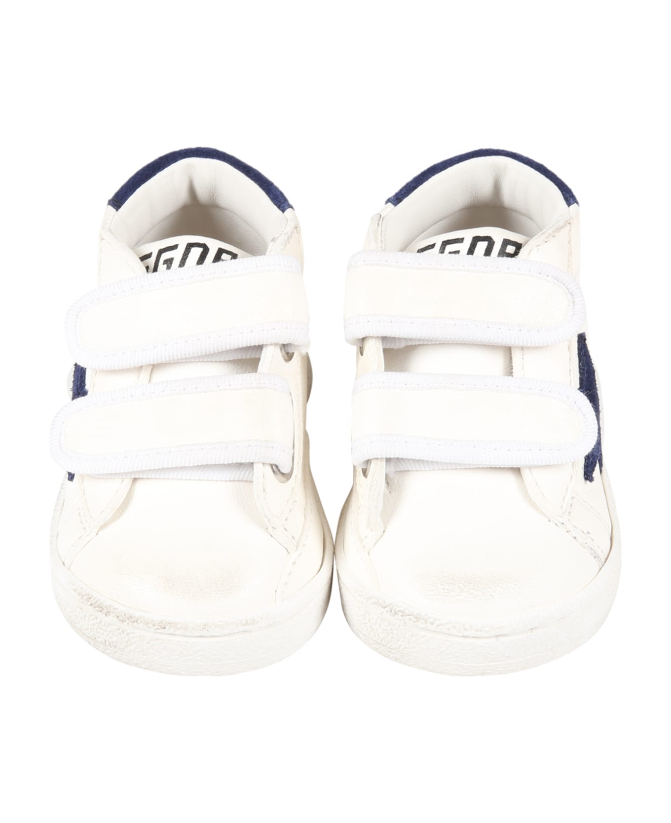 Golden Goose White Sneakers For Kids With Logo And Star - White