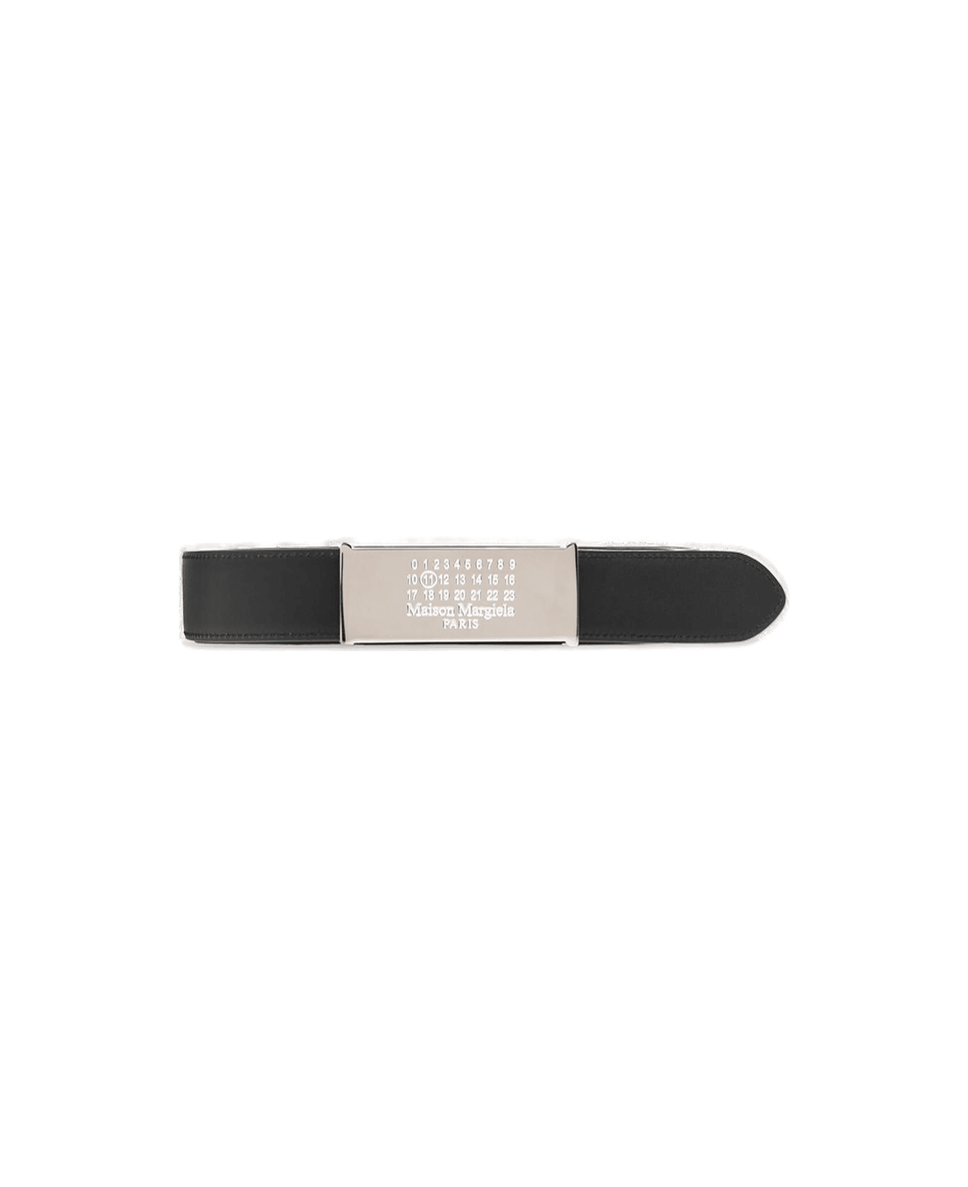 Maison Margiela Logo Plaque Reversible Belt - Silver Black
