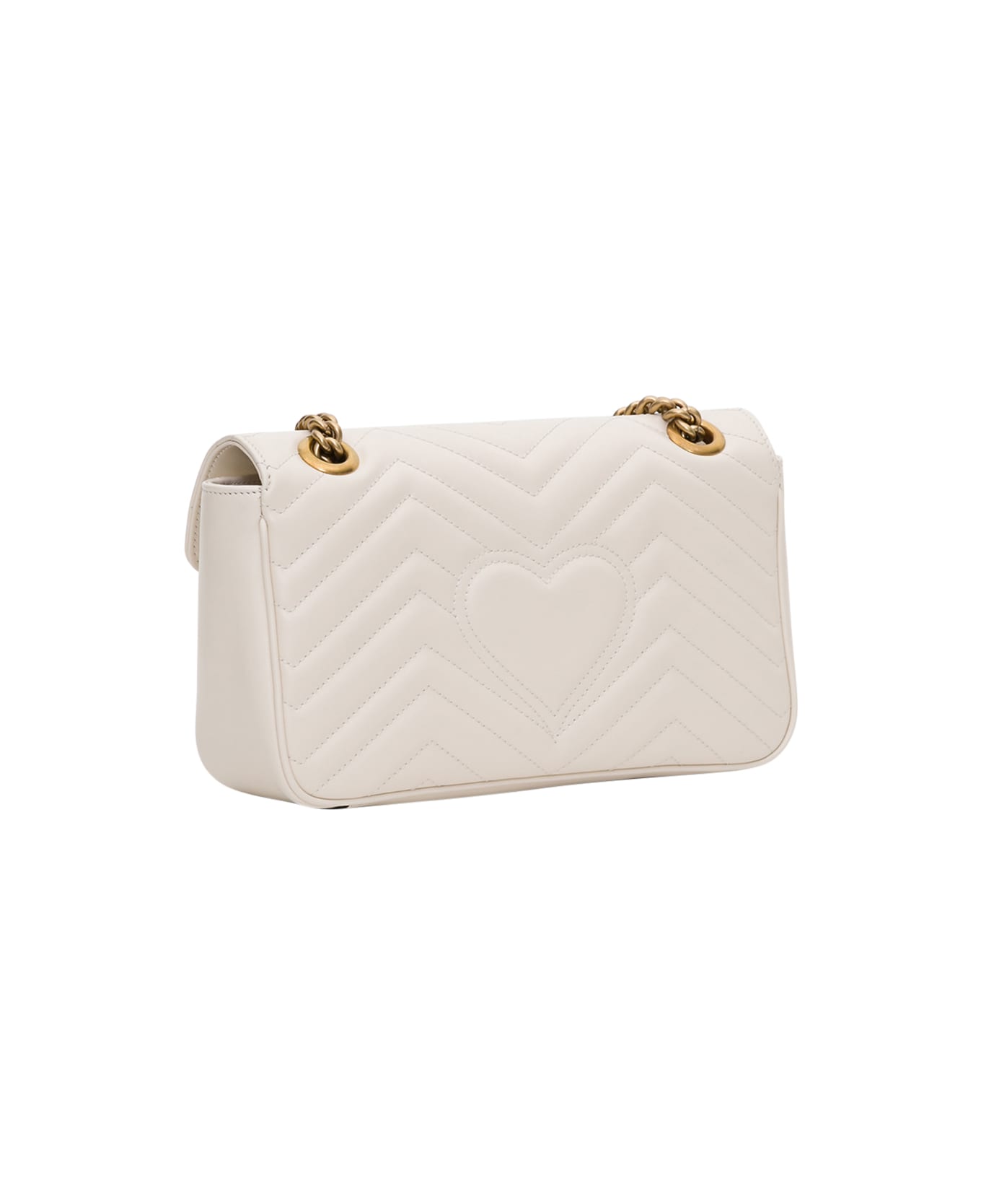 Gucci Gg Marmont Shoulder Bag In Quilted Leather - Bianco
