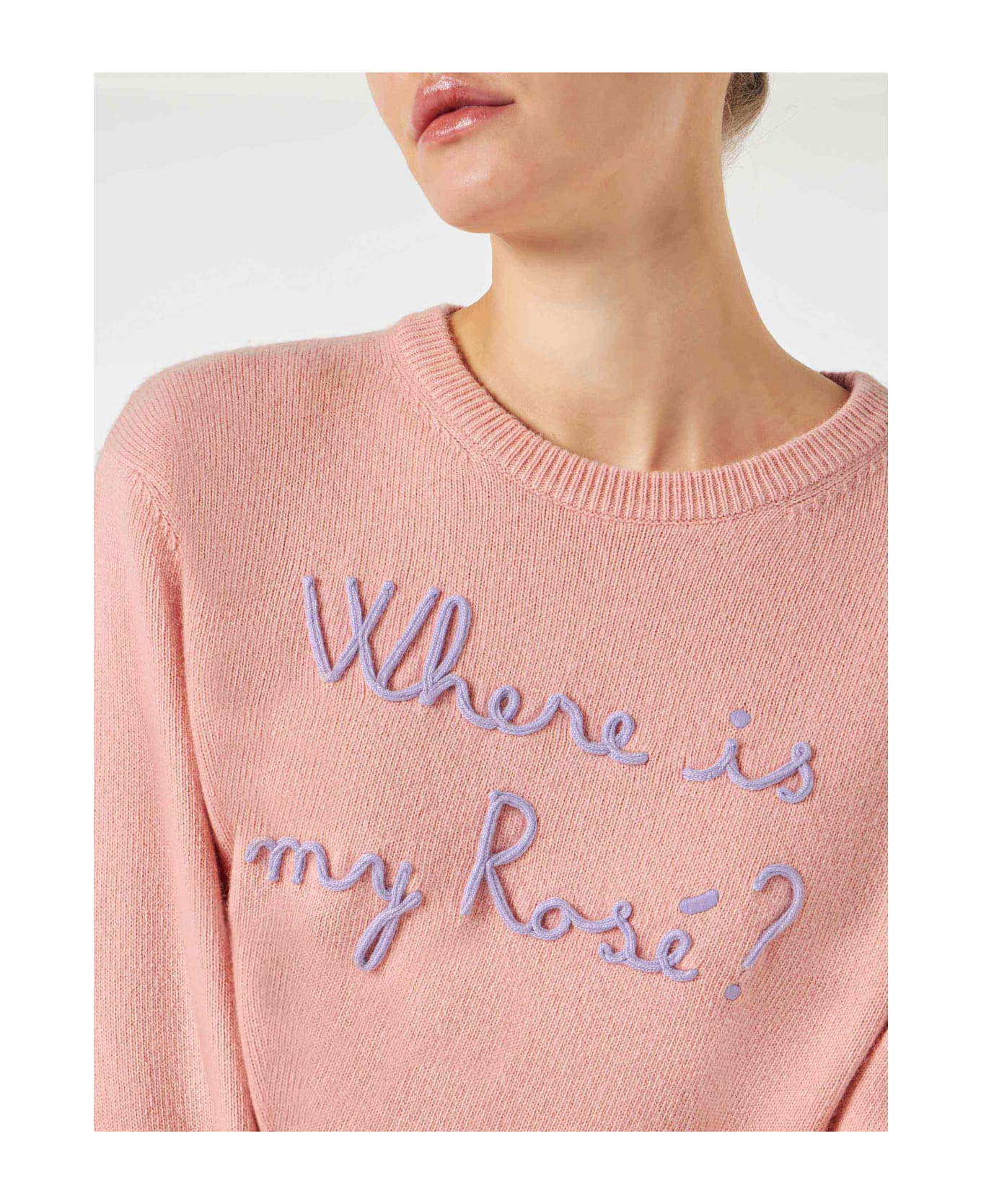 MC2 Saint Barth Woman Sweater With Where Is My Rosé? Embroidery - PINK ニットウェア
