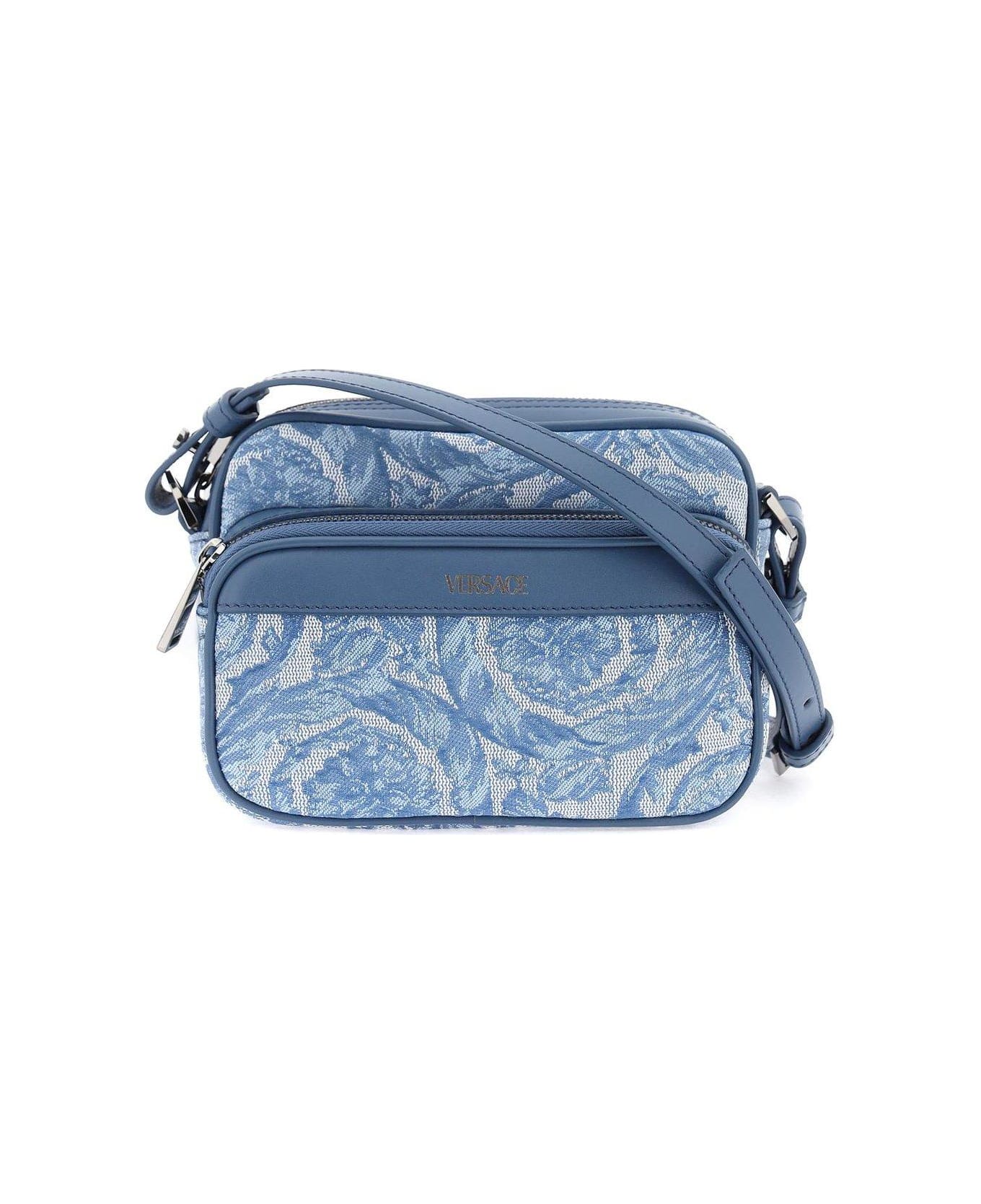Versace Barocco Athena Zip-up Messenger Bag - BABY BLUE GENTIAN BLUE RU (Light blue)