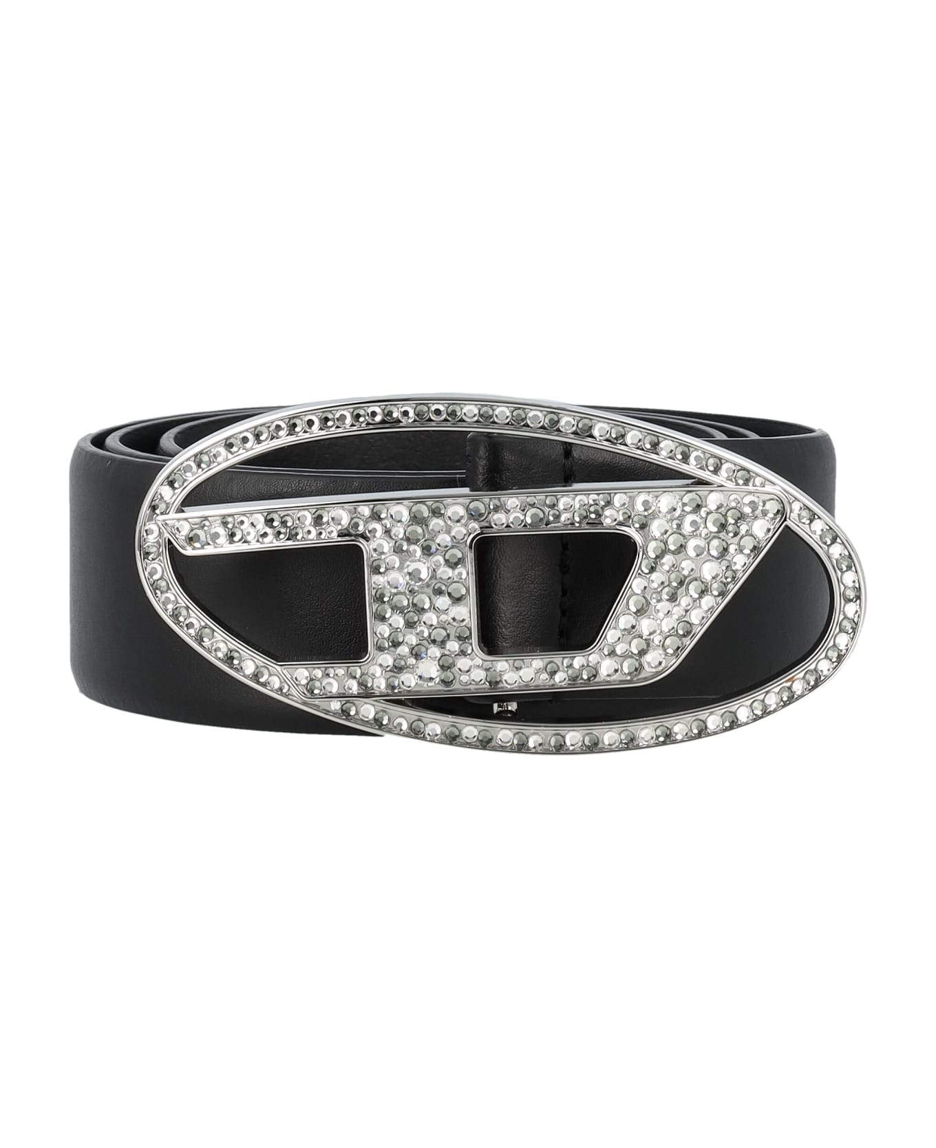 Diesel B-1dr Strass Leather Belt - BLACK