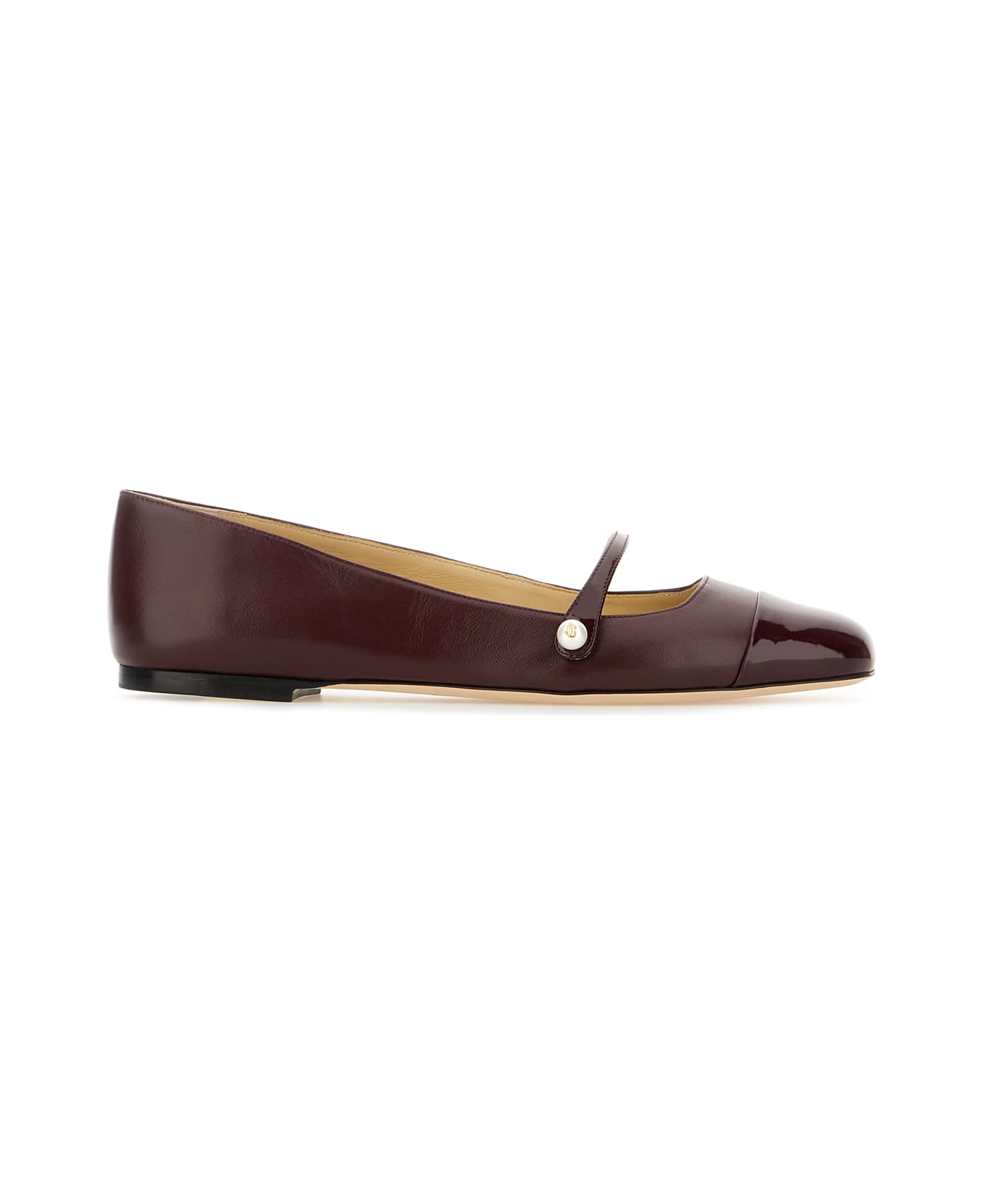 Jimmy Choo Black Nappa Leather Elisa Ballerinas - GARNET