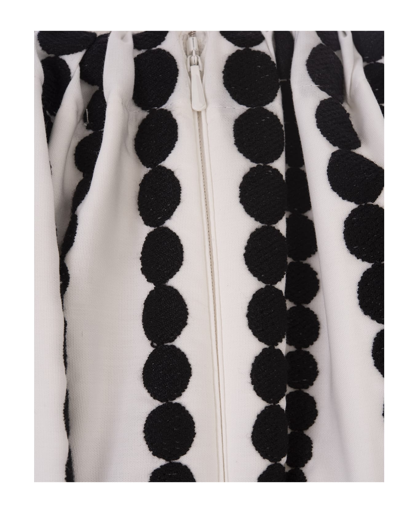 Elie Saab Moon Embroidered Poplin Dress In White And Black - White