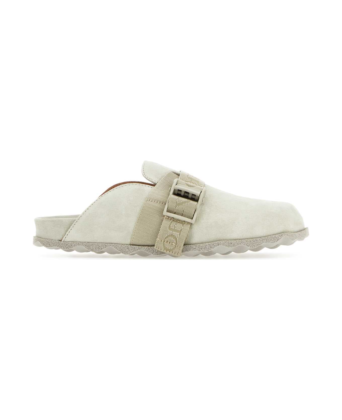 Off-White Light Grey Suede Slippers - OFFWHITE