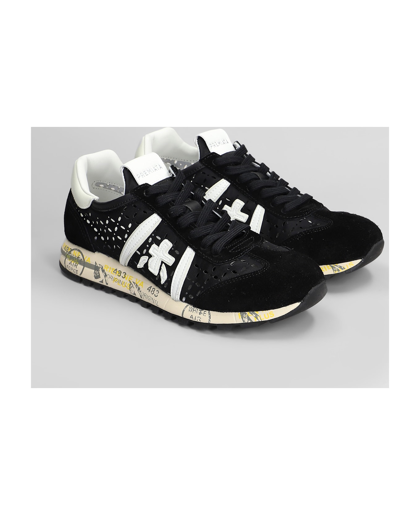 Premiata Lucy Sneakers In Black Suede And Fabric - black