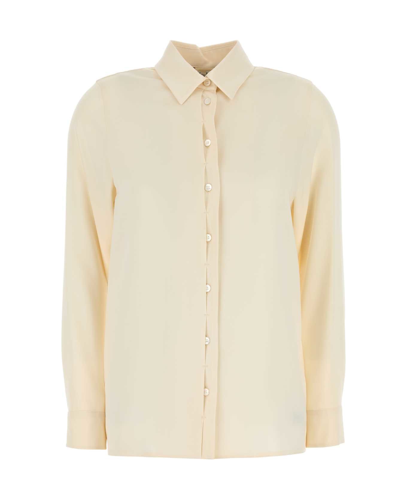 Max Mara Cream Stretch Silk Avion Shirt - BIANCO AVORIO