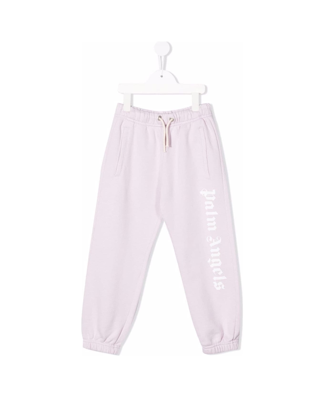 Palm Angels Kids Lilac Joggers With Vertical Logo Print - PURPLE