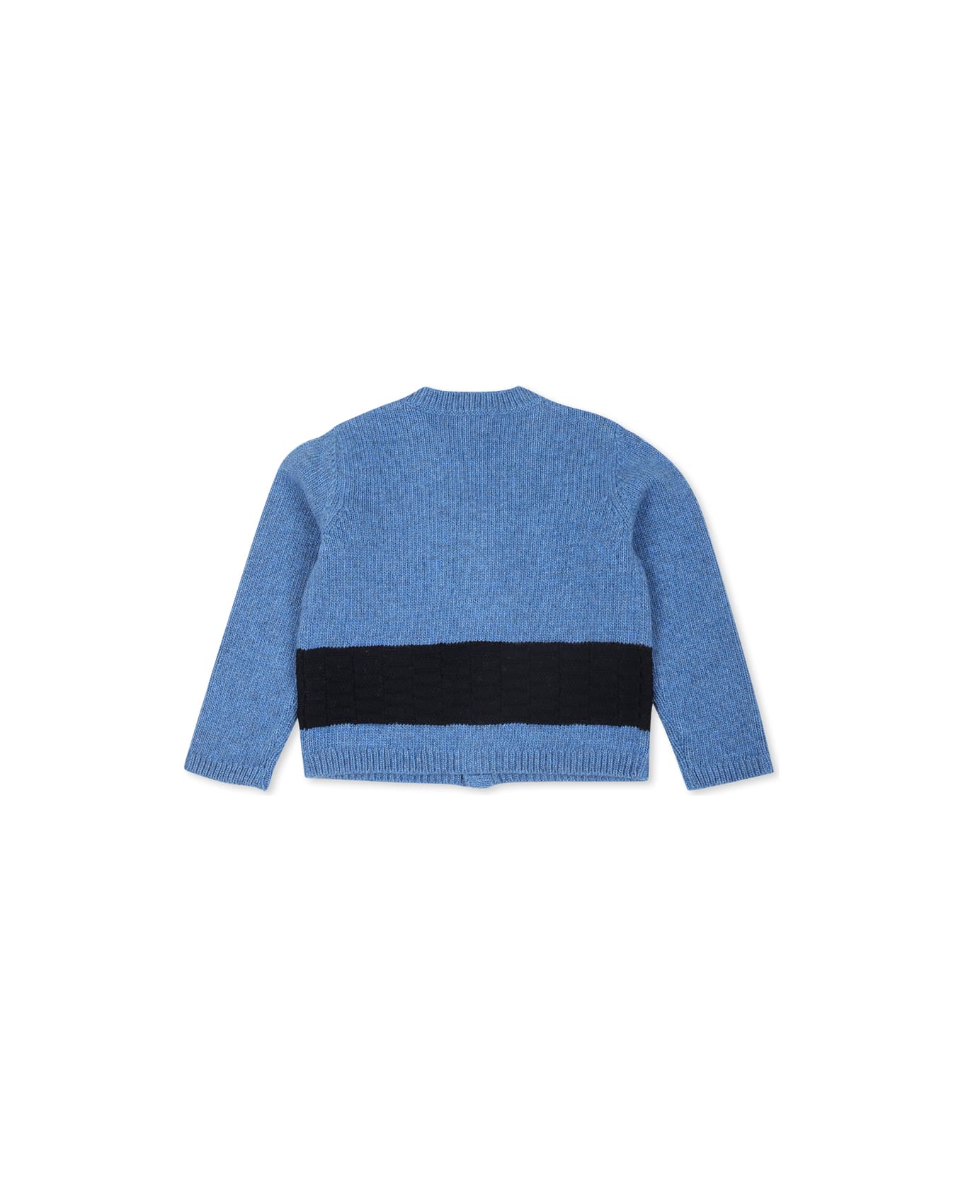 Gucci Light Blue Cardigan For Baby Boy With Dog And Logo - Light Blue