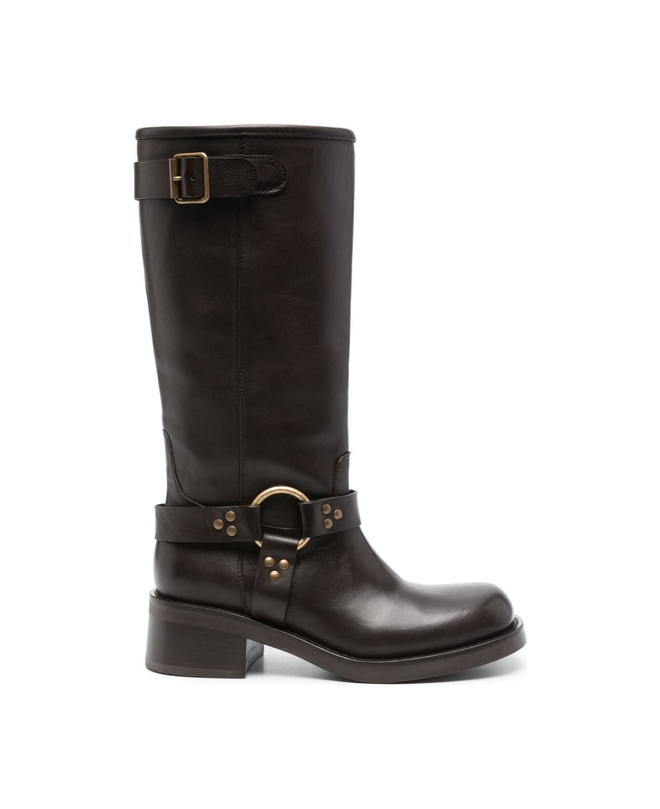 Parosh Biker Ankle Boot - Dark Brown