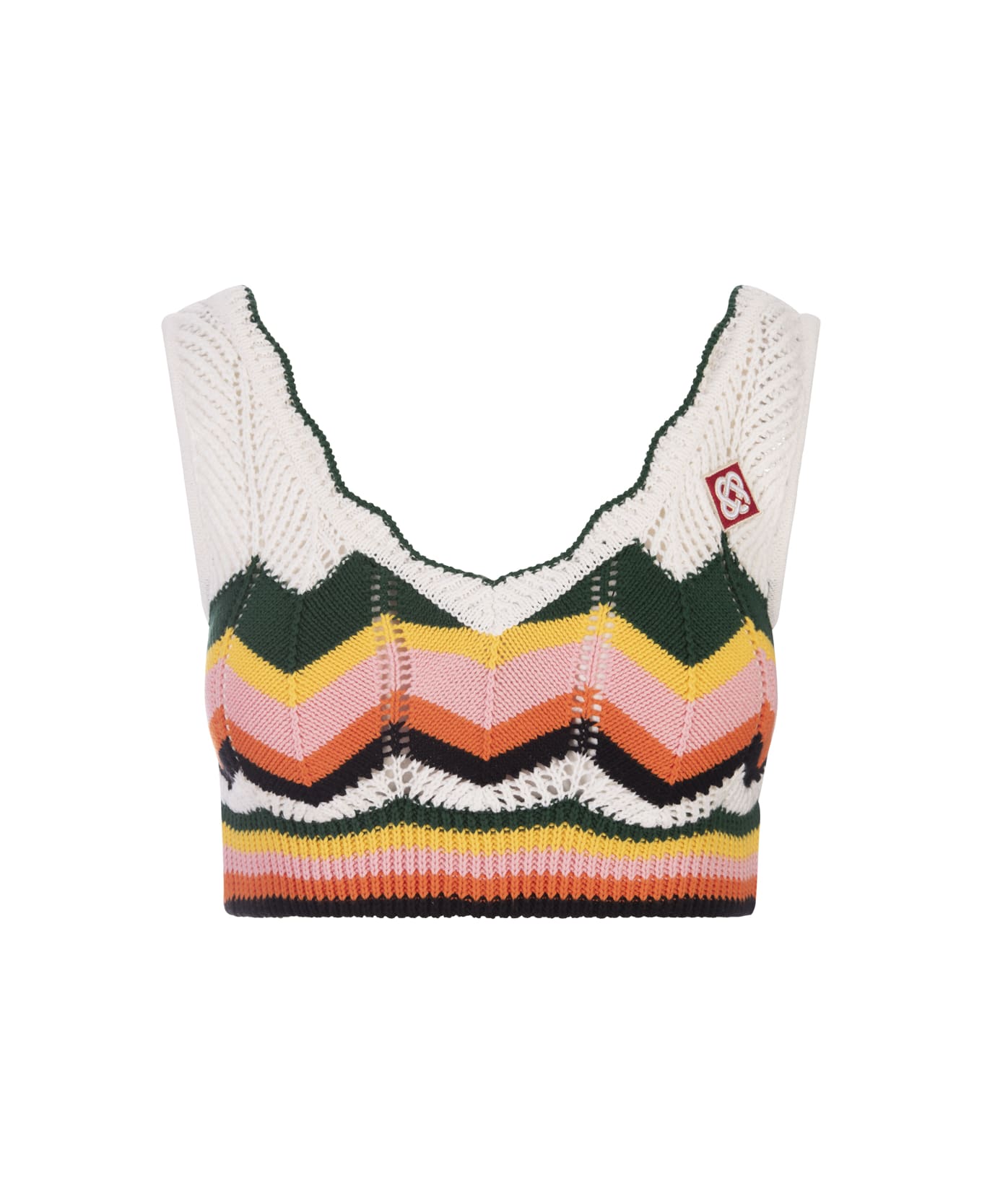 Casablanca Chevron Knitted Crop Top - Multicolour