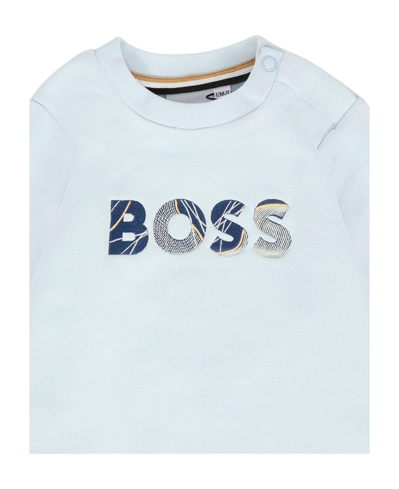 Hugo Boss Light Blue Sweatshirt For Baby Boy With Logo - Light Blue