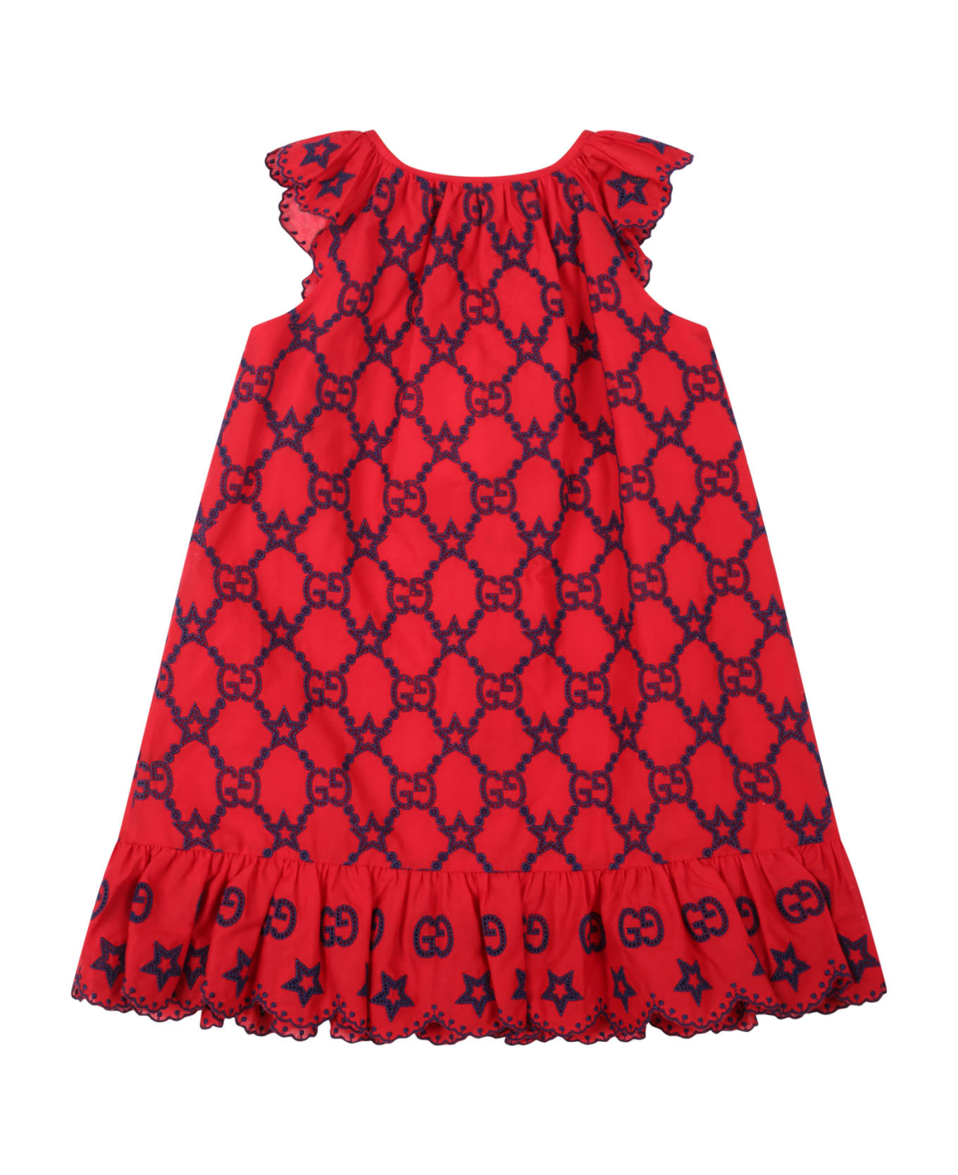 Gucci Red Dress  For Baby Girl With Double Gg - Red