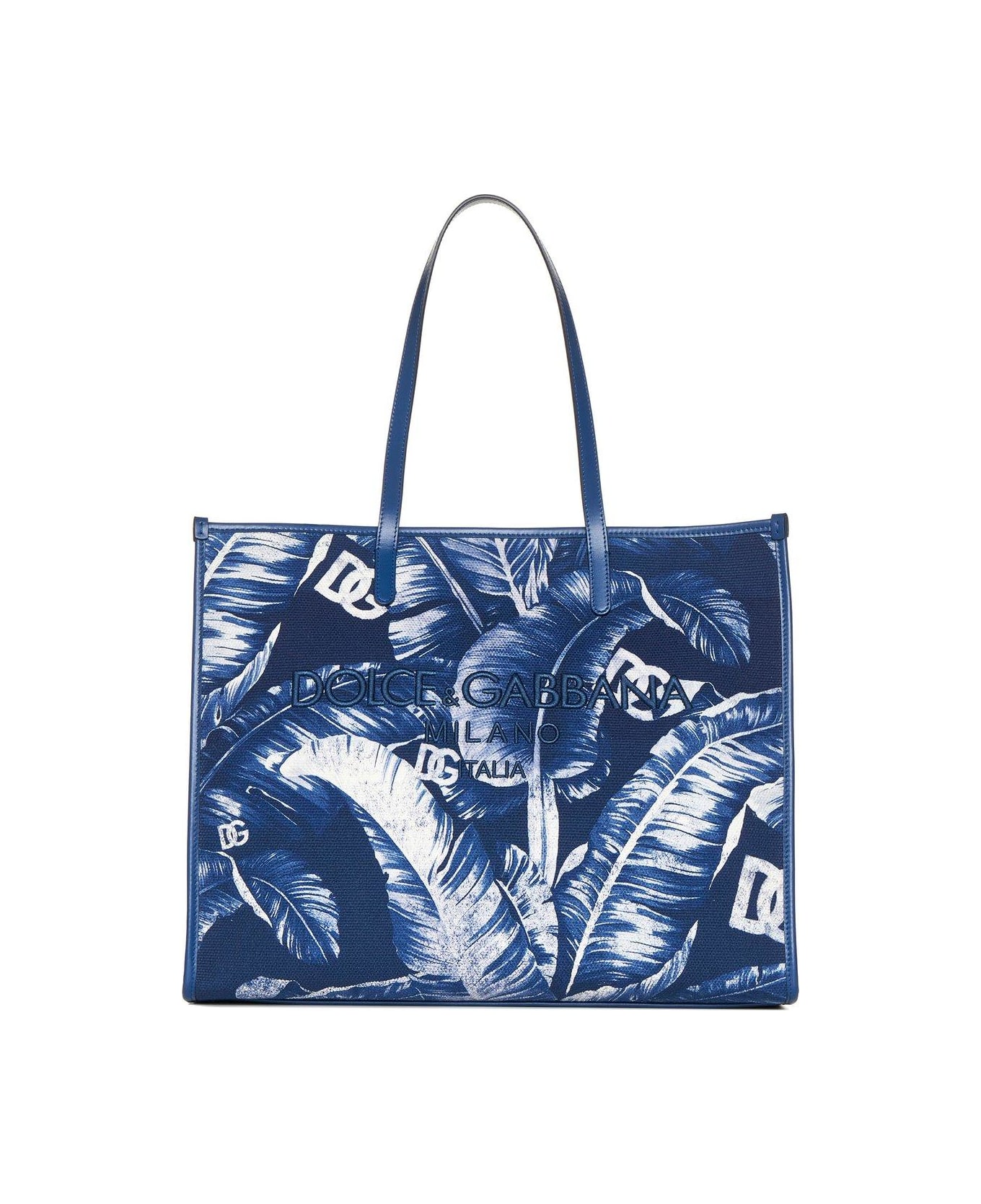 Dolce & Gabbana Leaf Printed Shoulder Bag - BLUE