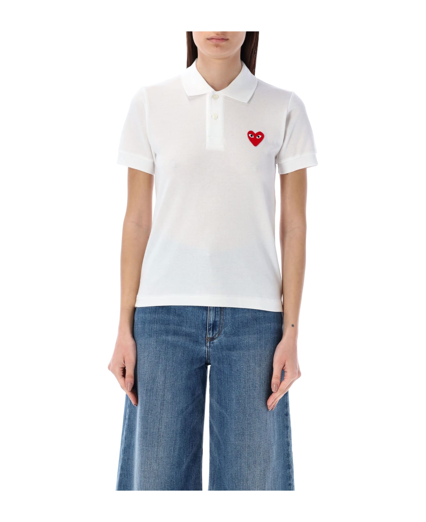 Comme des Garçons Play Red Heart Polo Shirt - WHITE ポロシャツ