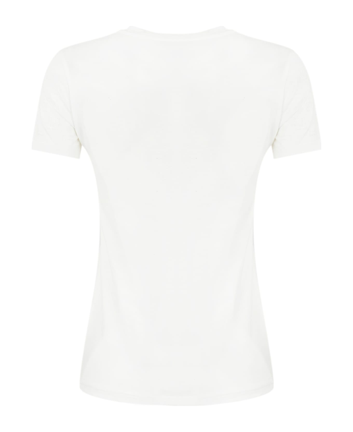 Elisabetta Franchi T-shirt With Rhinestone Logo - WHITE