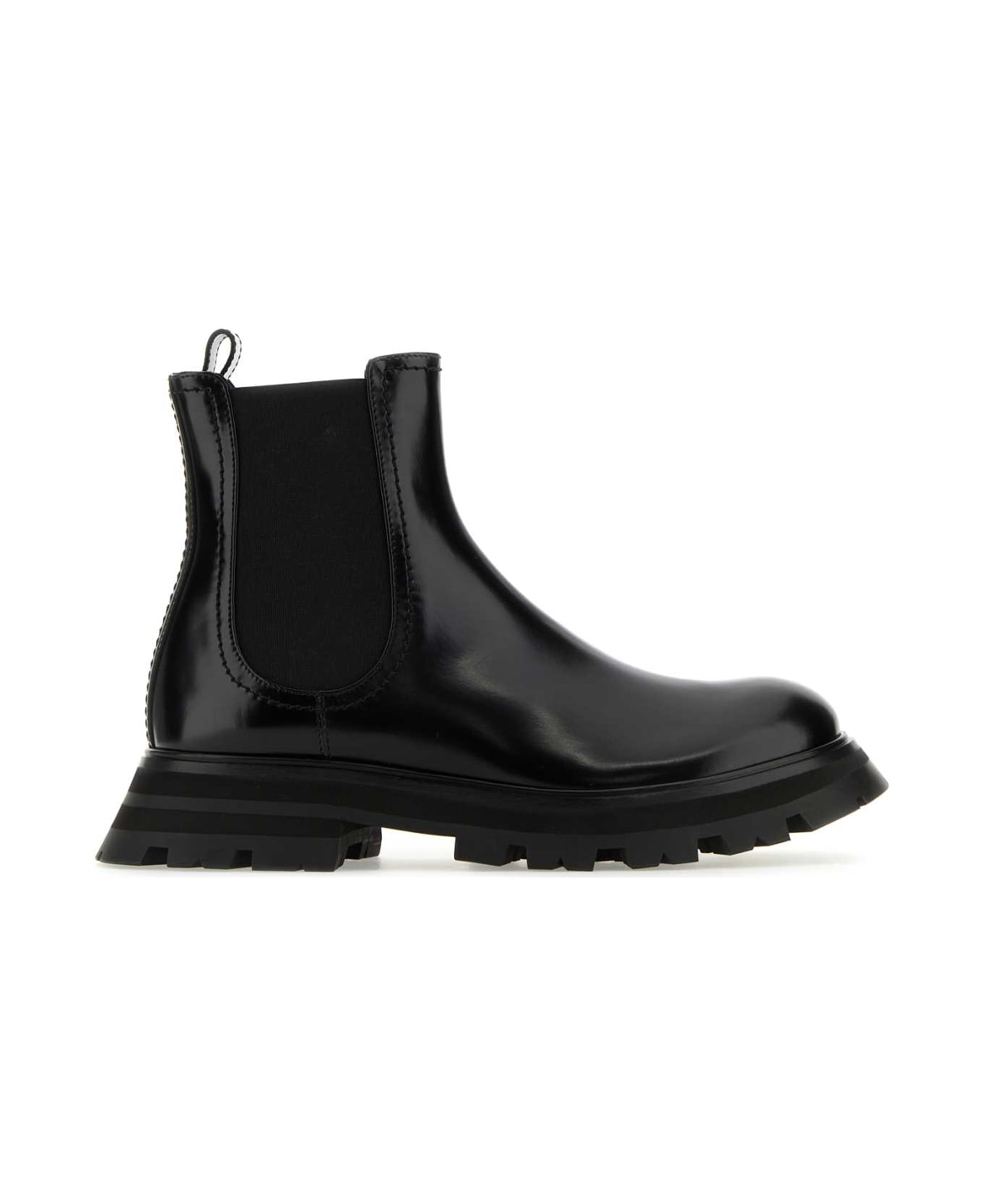 Alexander McQueen Black Leather Ankle Boots - BLACKBLACK