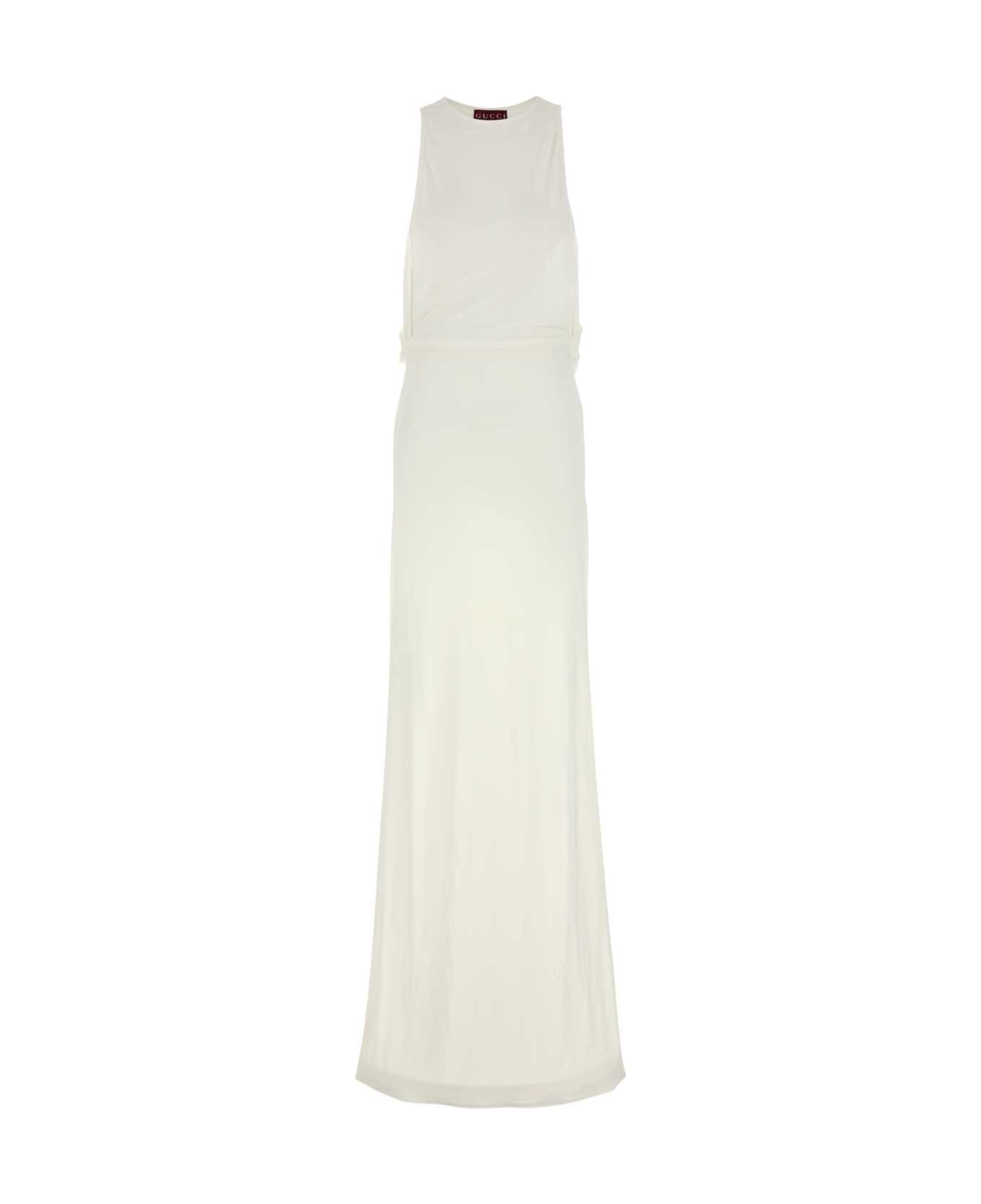 Gucci White Crepe Long Dress - SOFTWHITE