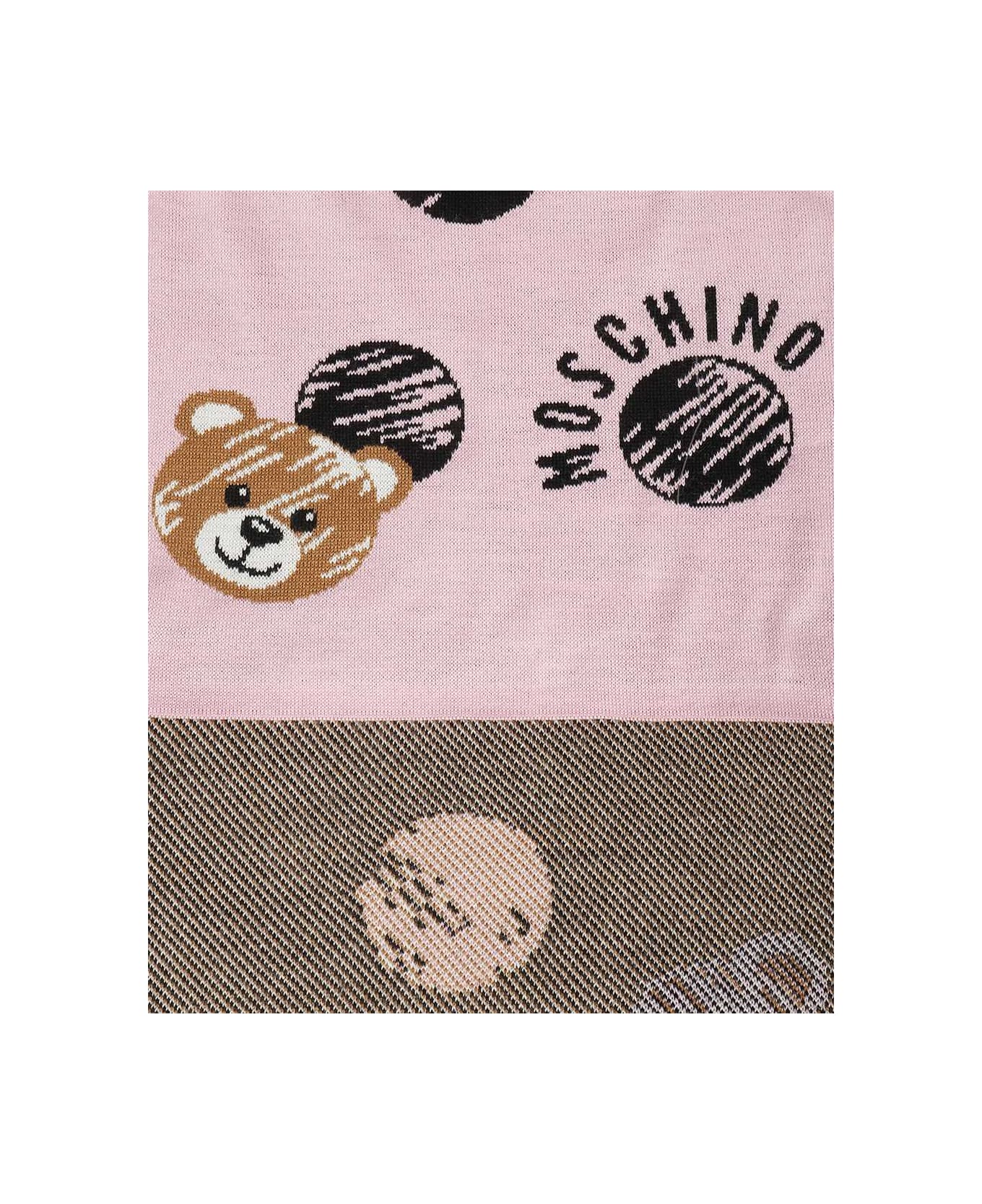 Moschino Logo Knitted Scarf - Pink スカーフ＆ストール