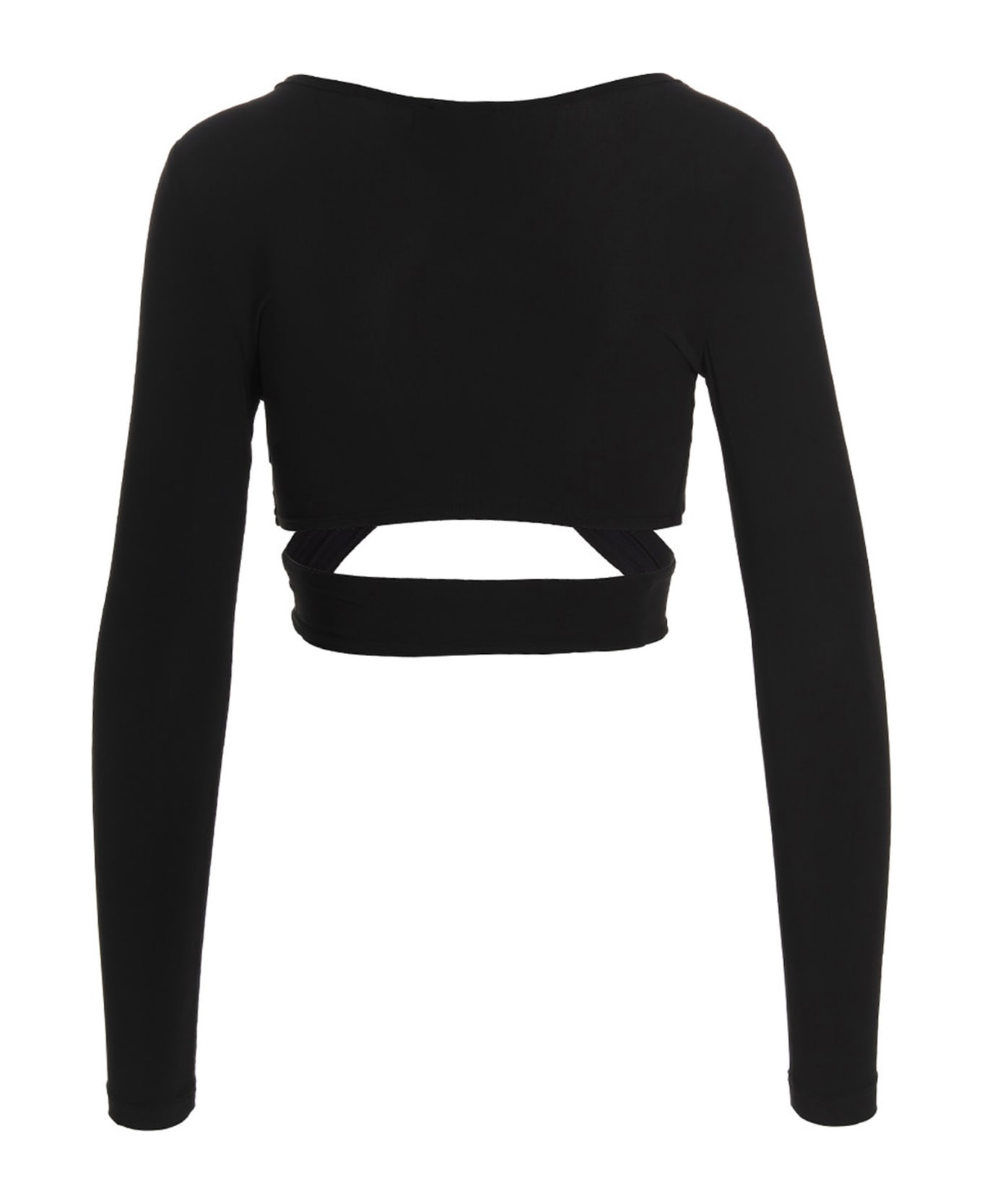 Atlein Crossed Cropped Top - Black  